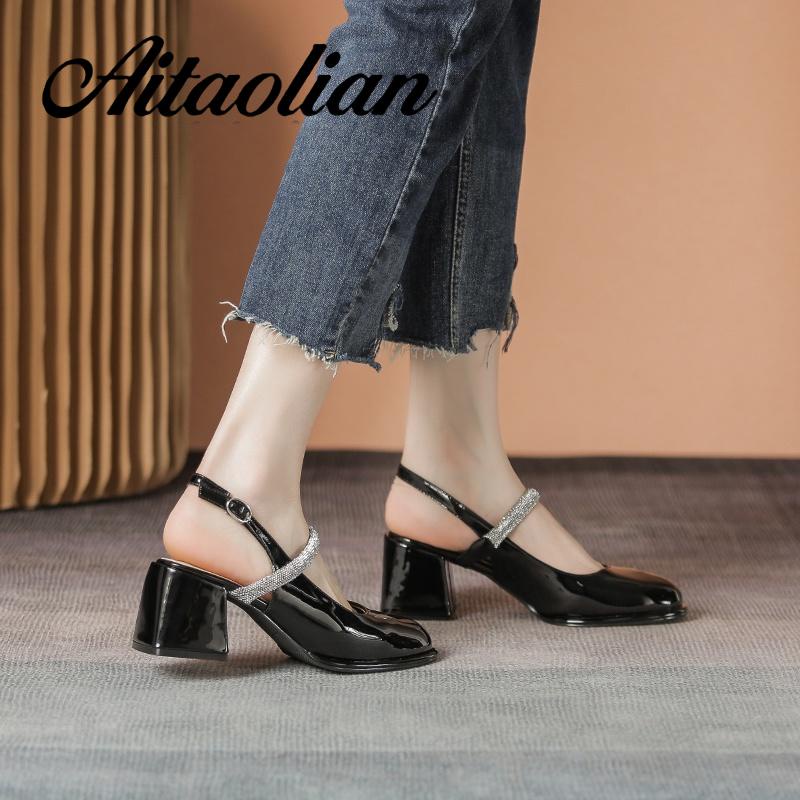 Xăng đan Cao Gót 5cm Bằng Da Mềm Đính Ngọc Trai Thời Trang Dành Cho Nữ