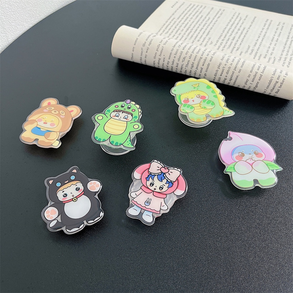 Ốp Điện Thoại Họa Tiết Hoạt Hình Có Túi Khí Và Dây Đeo Ngón Tay Cho iphone