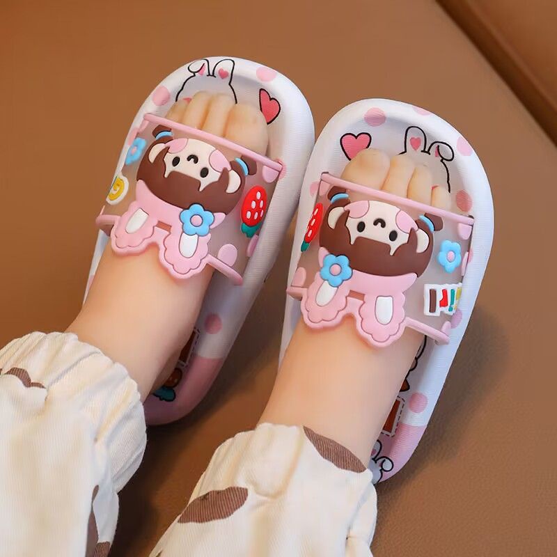 Dép Đi Trong Nhà Đế Mềm Dày Chống Trượt In Họa Tiết Hoạt Hình Dễ Thương Thời Trang Mùa Hè Cho Bé Trai Và Gái