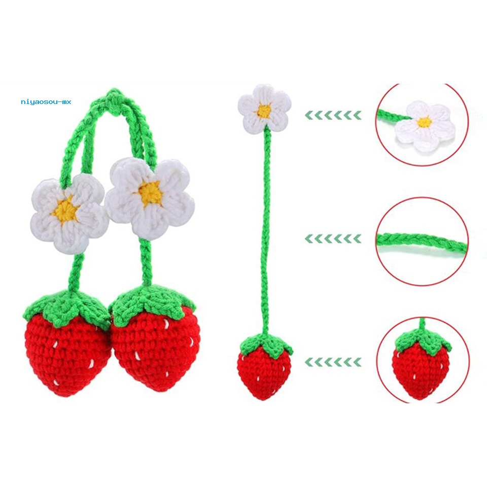 Bộ 2 Dây Treo Trang Trí Nội Thất Xe Hơi Hình Quả Dâu Tây Dễ Thương