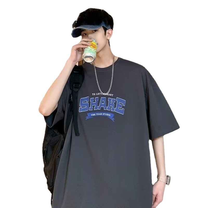 Áo Thun Nam Cổ Tròn Dáng Rộng In Chữ Phong Cách hip hop Nhật Bản Cỡ M-5XL