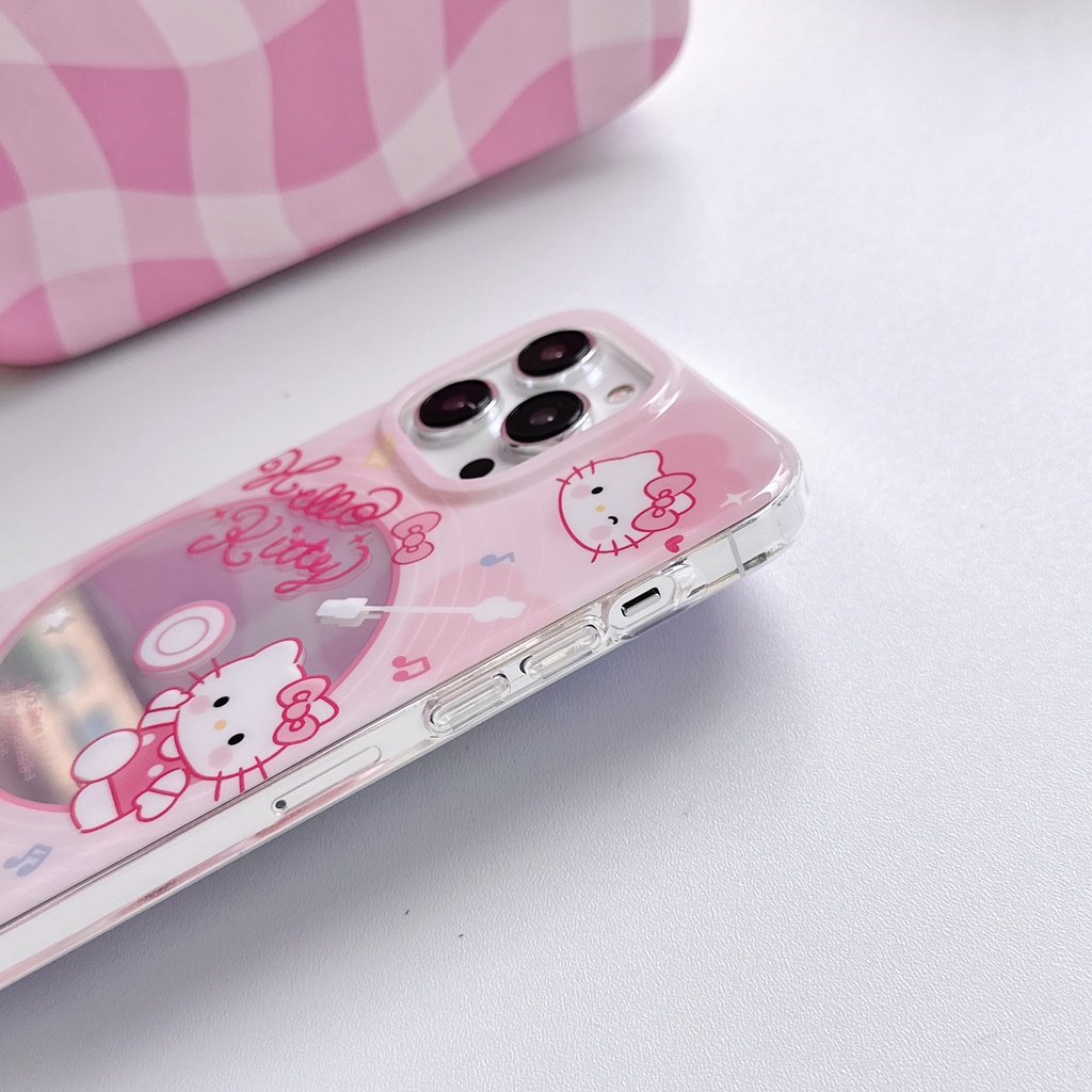 Ốp Điện Thoại Hai Mặt Chống Sốc Tráng Gương Hình Mèo Hello Kitty Cho IPhone 14 13 12 11 Pro Max