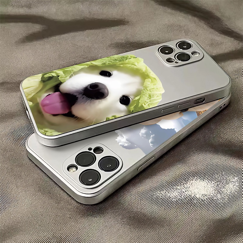 Ốp Điện Thoại TPU Silicon Mềm Chống Sốc Mạ Điện Hình Cún Dễ Thương Cho IPhone 14 13 12 11 Pro XS Max XR X 8 + 7 6S Plus