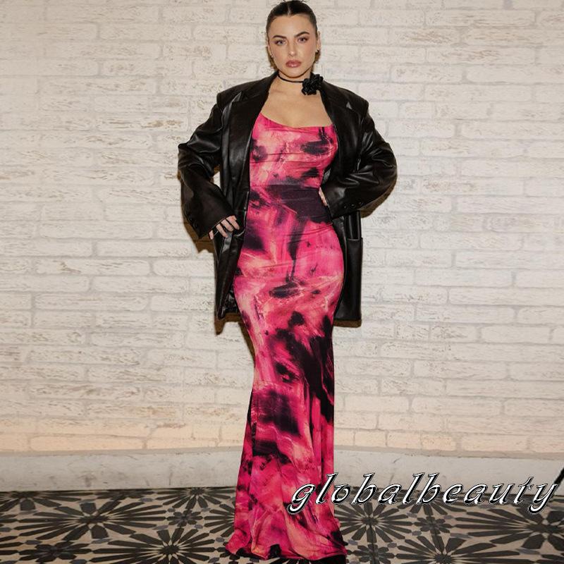 Đầm Hai Dây Dáng Dài Màu Nhuộm Thời Trang Mùa Hè Cho Nữ