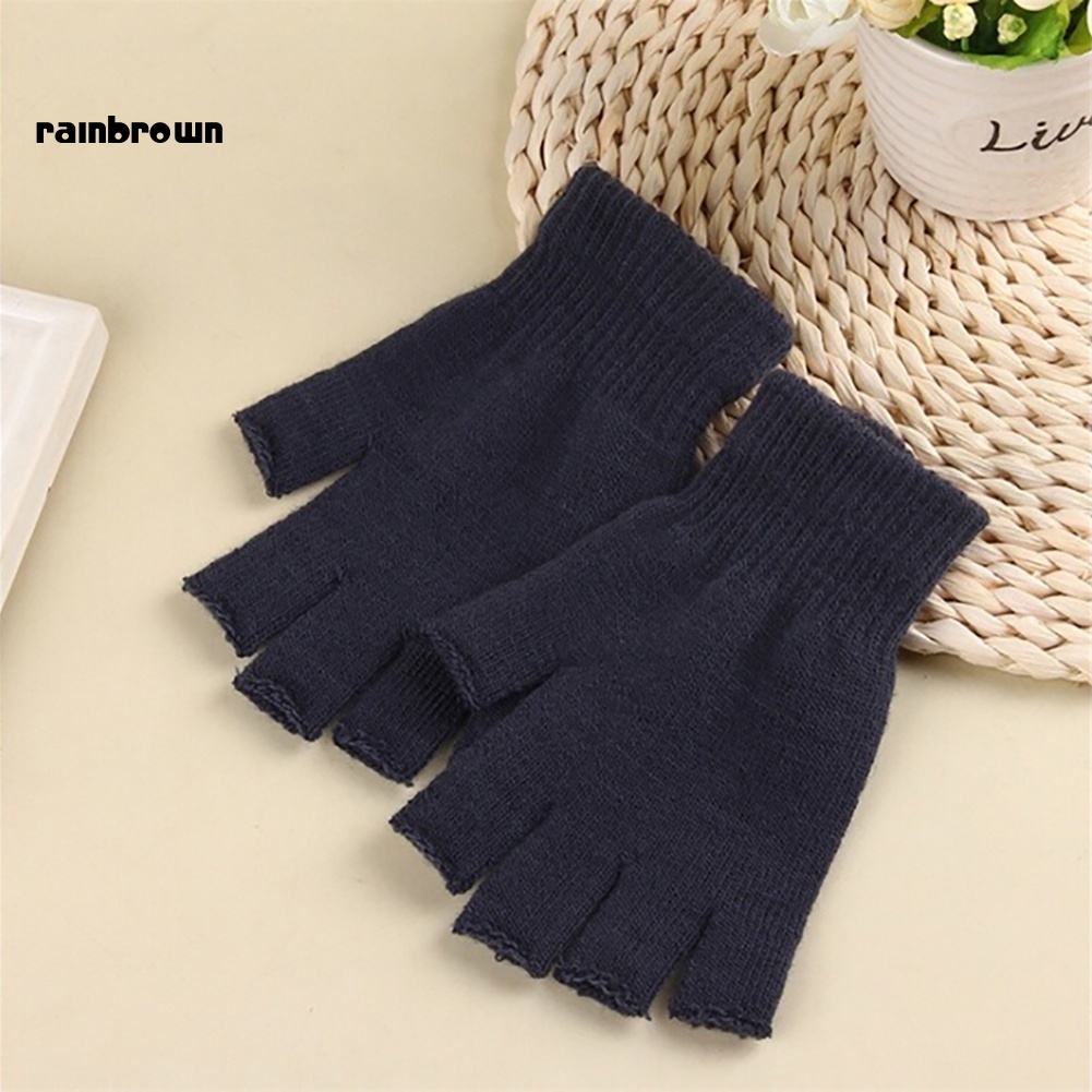 1 Cặp Găng Tay Len Mềm Hở Ngón Giữ Ấm Mùa Đông