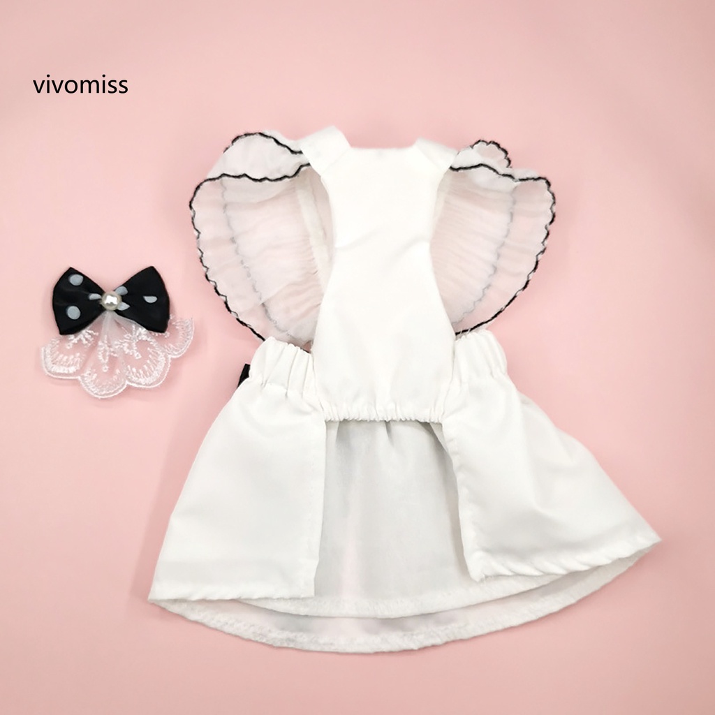 Đầm Đính Nơ Giả Ngọc Trai Đen Cổ Chữ V Thời Trang Xuân Hè Cho Thú Cưng