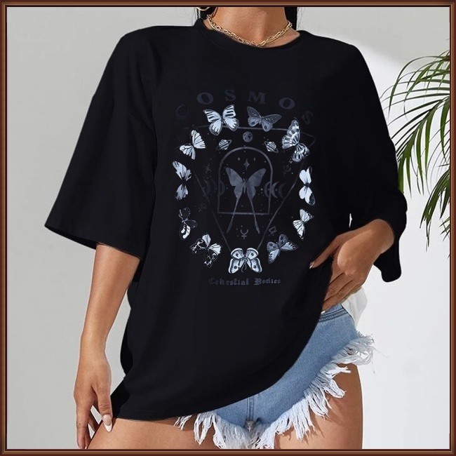 Áo Thun Tay Ngắn Cổ Tròn In Họa Tiết Dễ Thương Cho Nữ