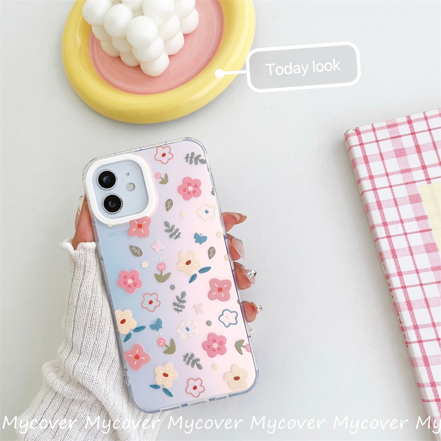 Ốp Điện Thoại Silicon Mềm Họa Tiết Hoa Màu Gradient Cho iPhone 14 13 12 11 Pro Max X XR Xs Max 6 7 8 Plus