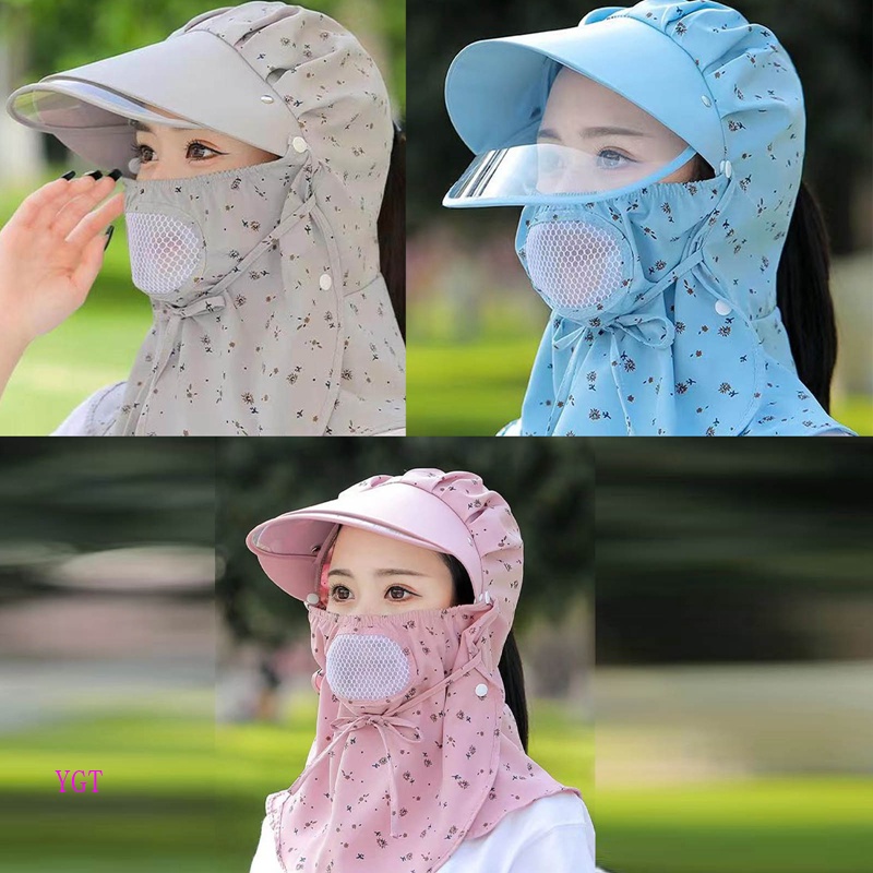 Ygt Mũ Chống Nắng Chống Tia Cực Tím Có Tấm Che Mặt Và Cổ Tiện Dụng Cho Nữ