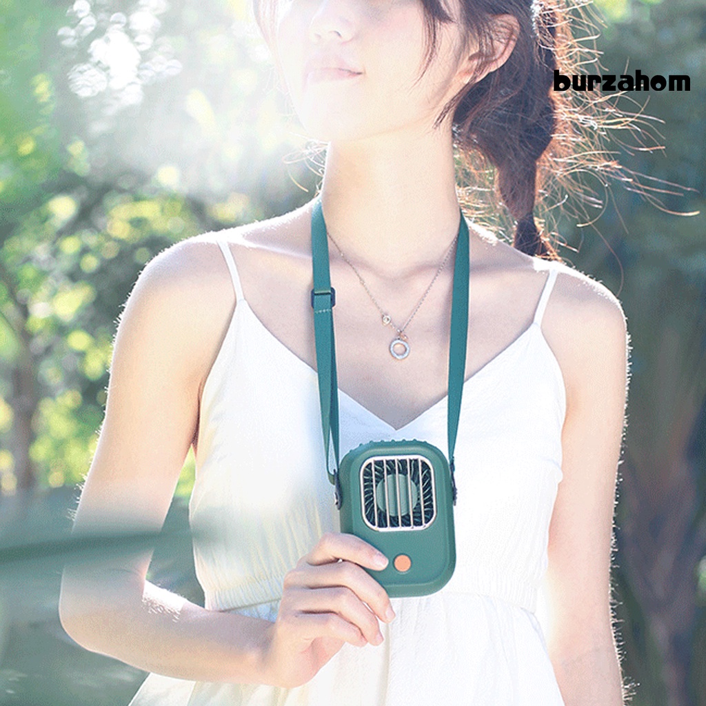 Quạt Làm Mát Mini 3 Tốc Độ Gió Để Bàn Kèm Dây Đeo Cổ Tiện Dụng