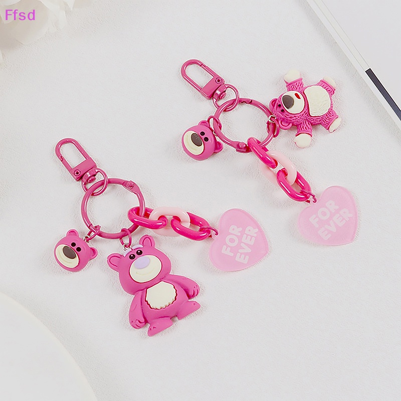 {Ffsd} Móc Khóa Hình Trái Tim Gấu Dâu Tây Đáng Yêu Cho Nữ * Hàng Bán Chạy