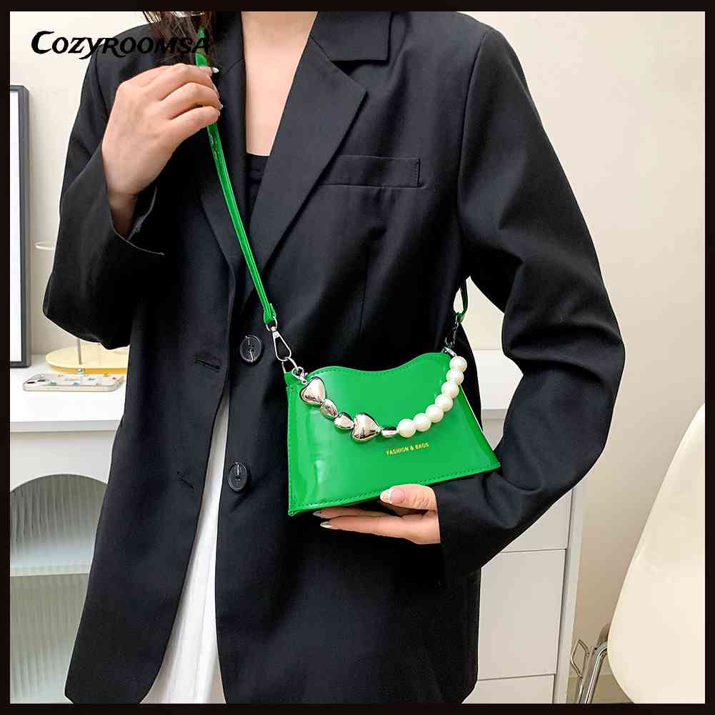 Túi Da PU Đeo Chéo Đính Ngọc Trai Thời Trang Dành Cho Nữ