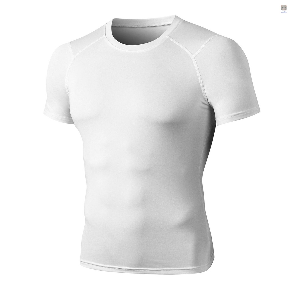 Áo Thun Thể Thao Ngắn Tay Cổ Tròn Ôm Dáng Co Giãn Chất Lượng Dành Cho Nam