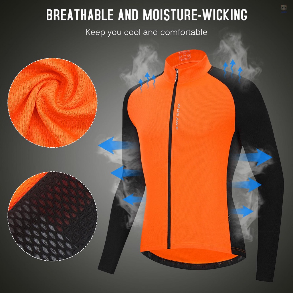 Áo Đạp Xe Dài Tay Thoáng Khí Có Khóa Kéo Toàn Diện Cho Nam