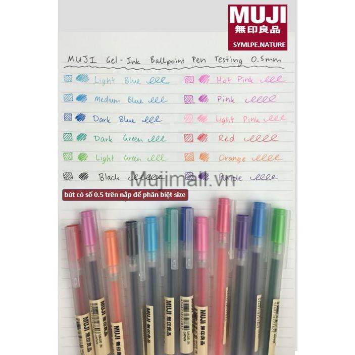 Muji Bút mực gel Muji 0.5mm nắp cài 10 màu