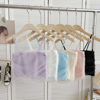 Áo tank top dệt kim phối lưới 6 màu thời trang mùa hè cho phái nữ