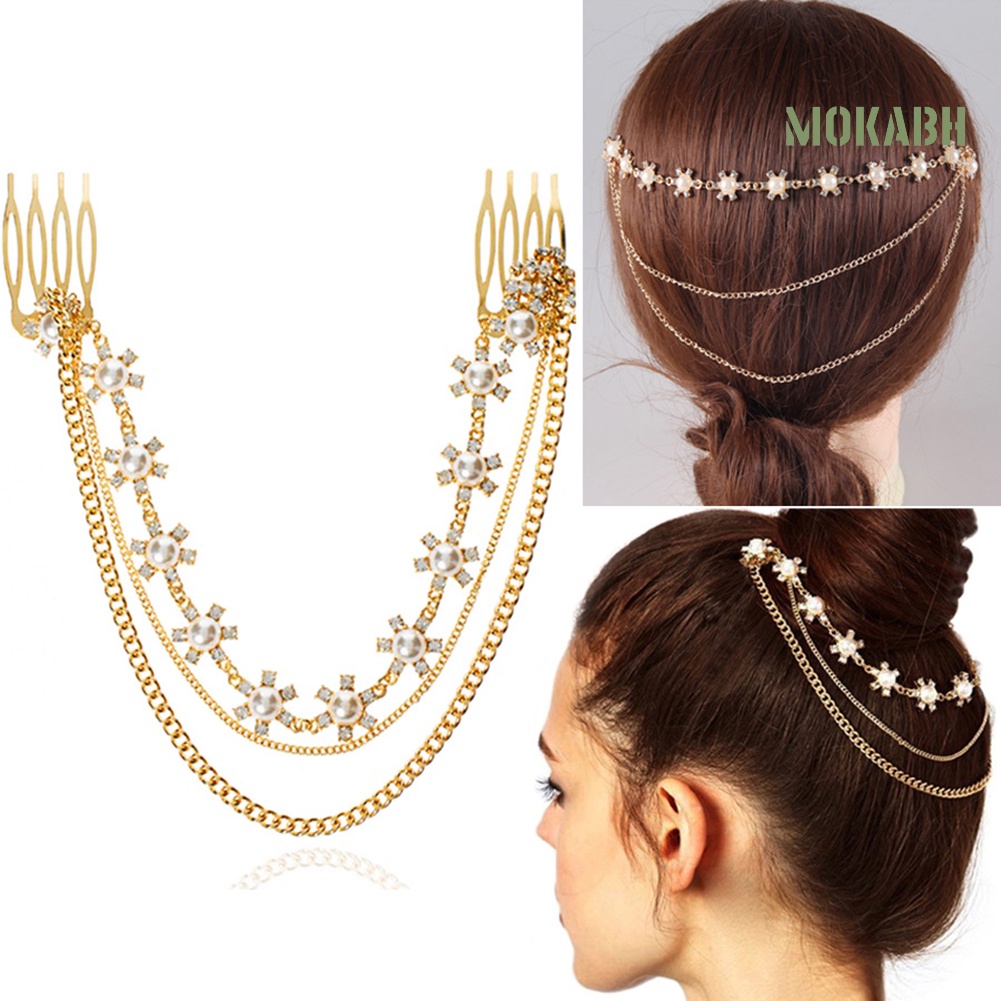 Lược Cài Tóc Dạng Chuỗi Hạt Phối Tua Rua Thời Trang Cho Nữ