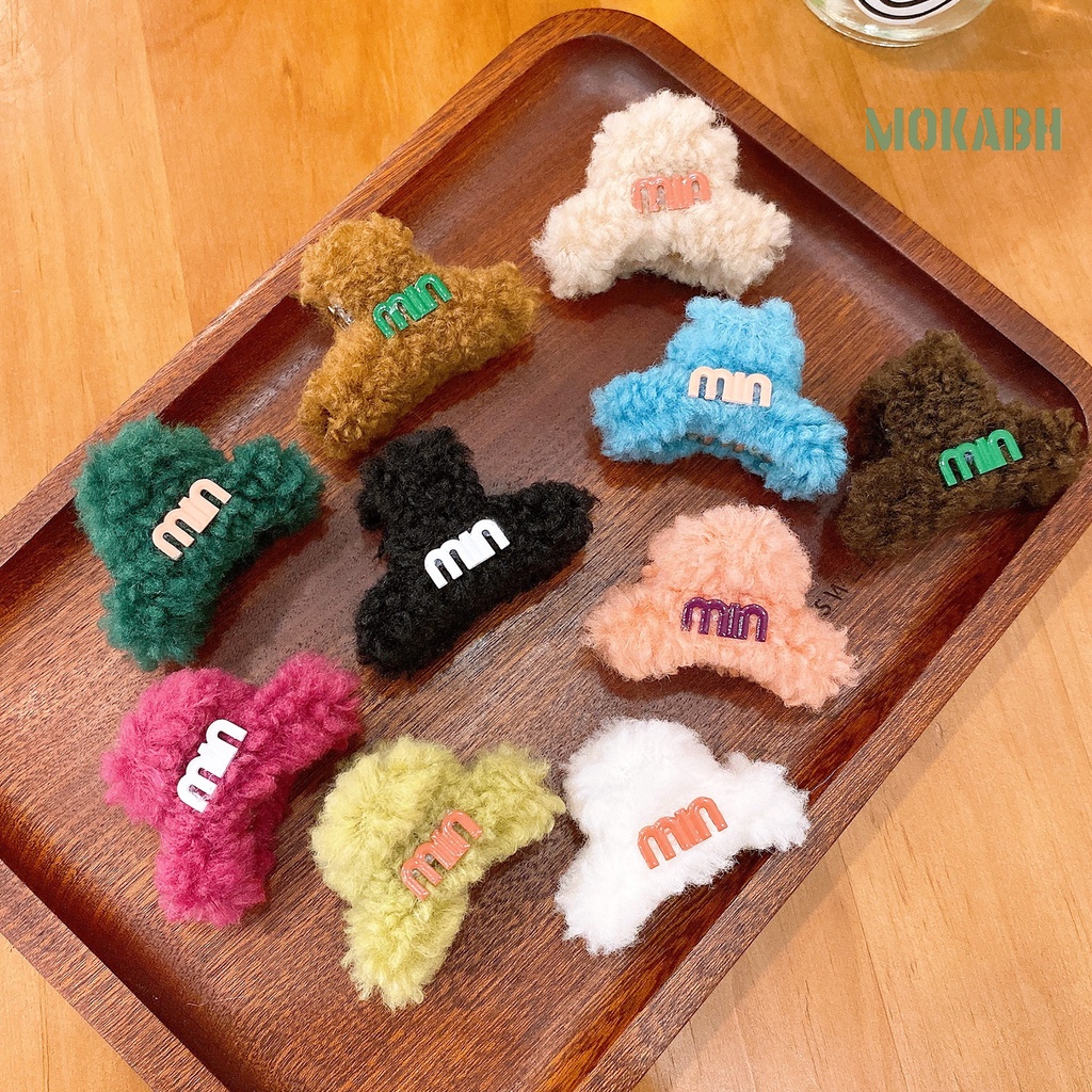 Kẹp Tóc Mềm Mại Màu Trơn Họa Tiết Chữ Phong Cách Hàn Quốc