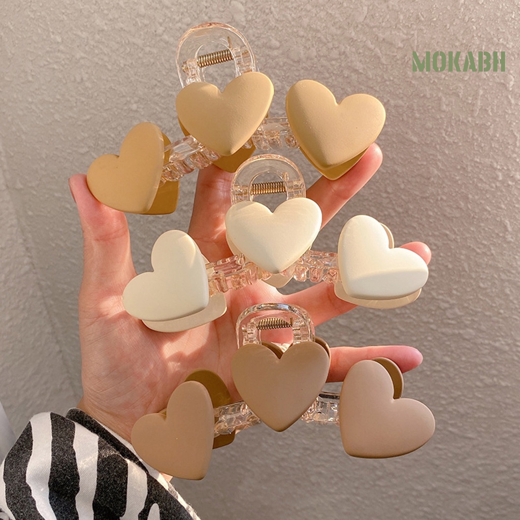 Kẹp Tóc Càng Cua Hình Trái Tim Trong Suốt Co Giãn Chống Trượt Thời Trang Cho Nữ
