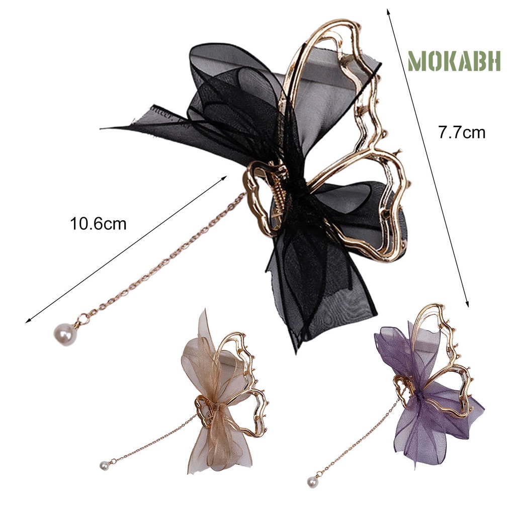 Kẹp Tóc Hình Nơ Đính Ngọc Trai Giả Và Dây Ruy Băng Thời Trang Cho Nữ