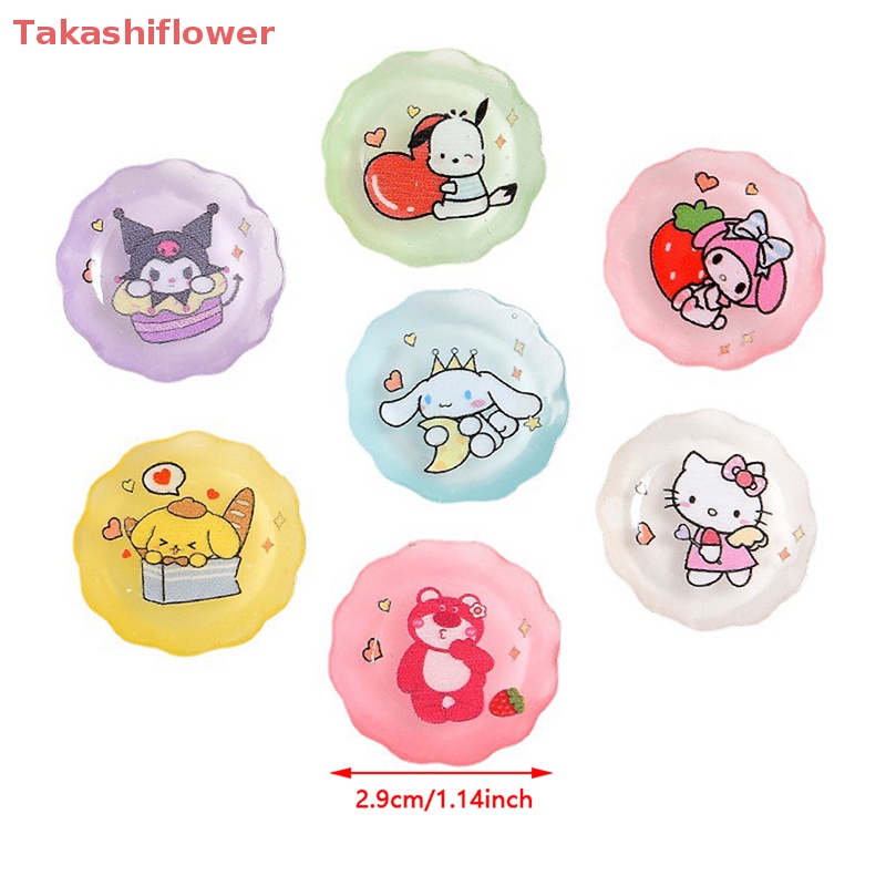 Set 10 Mô Hình Đĩa Sanrios Hoạt Hình Mini Bằng Nhựa Resin Trang Trí Điện Thoại DIY