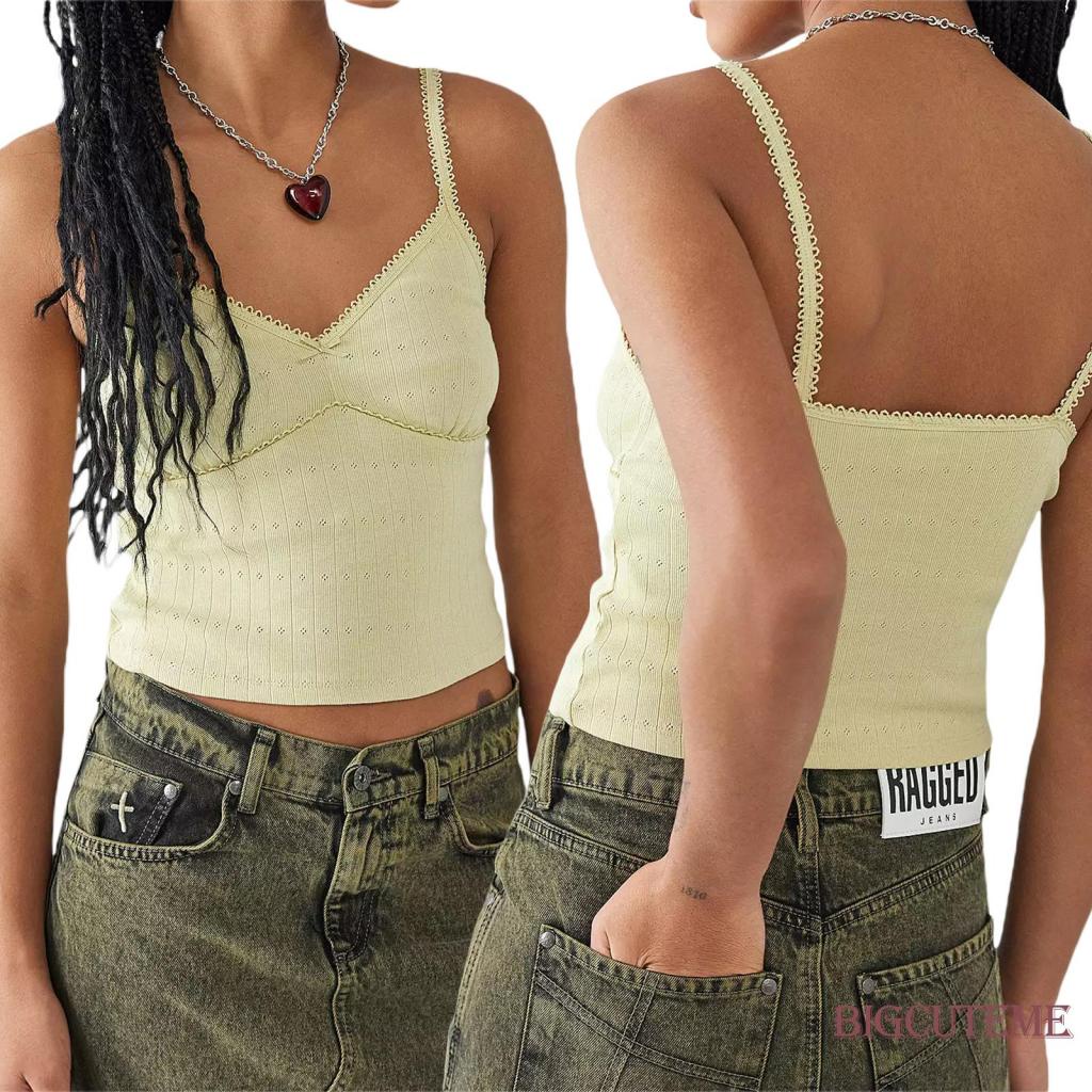 Áo Crop Top Hai Dây Jacquard Cổ Chữ V Thời Trang Mùa Hè Dành Cho Nữ