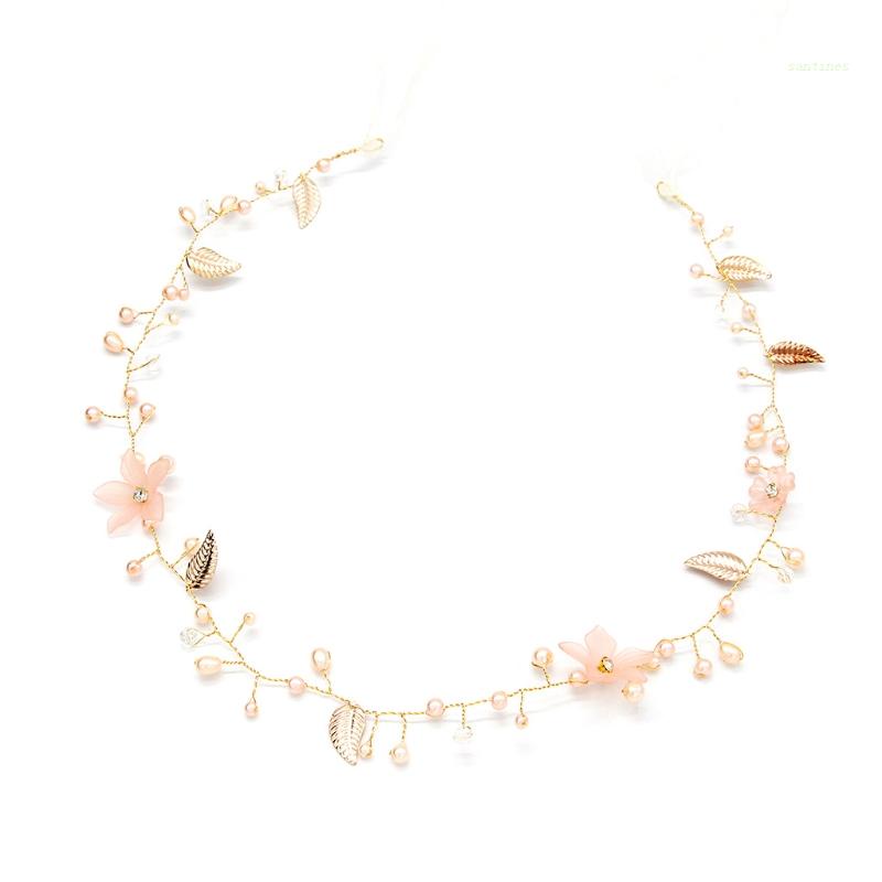 Băng Đô Cài Tóc Đính Hoa Và Ngọc Trai Nhân Tạo Cho Cô Dâu