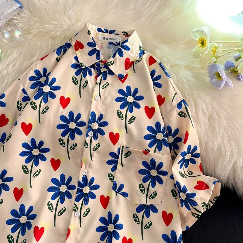 Áo Sơ Mi Tay Ngắn In Họa Tiết Thời Trang Phong Cách Hàn Quốc Cho Nam size M-3XL