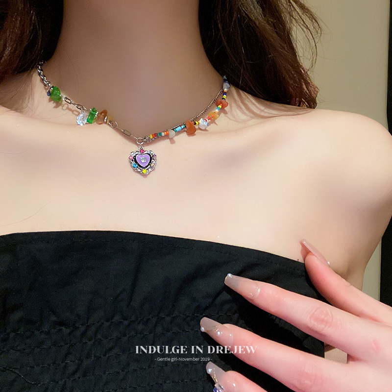 Vòng cổ Đính Đá Zircon Nhiều Màu Phong Cách Bohemian