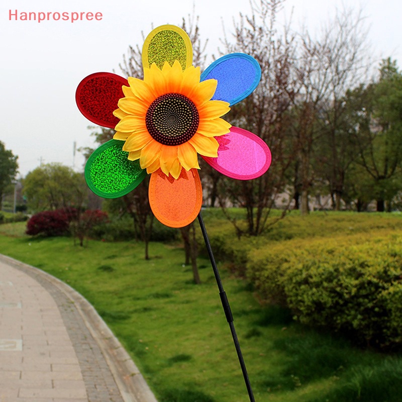 Hanprospree > Cối Xay Gió Hình Hoa Hướng Dương Đính Kim Sa Nhiều Màu Sắc Có Thể Gập Lại Trang Trí Sân Vườn / Cắm Trại