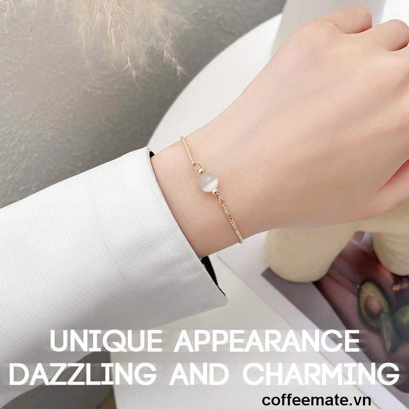 【coffeemate】⚡ Vòng đeo tay có thể điều chỉnh bằng opal có thể kéo được cá nhân hóa Vòng tay pha lê ngọt ngào kiểu cổ điển đơn giản