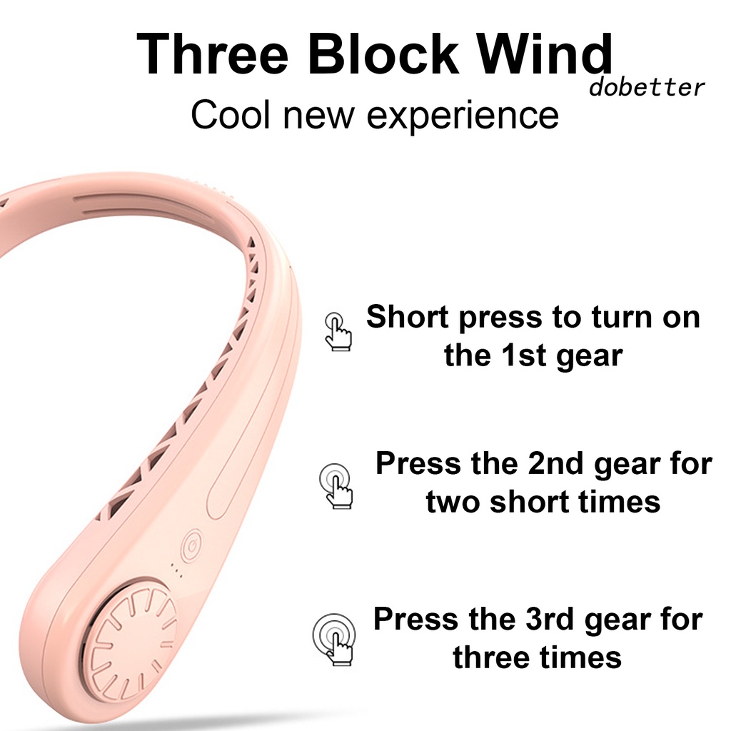 Quạt Làm Mát Đeo Cổ Không Cánh Xoay 360 Độ 3 Tốc Độ Gió Sạc USB Tiện Dụng