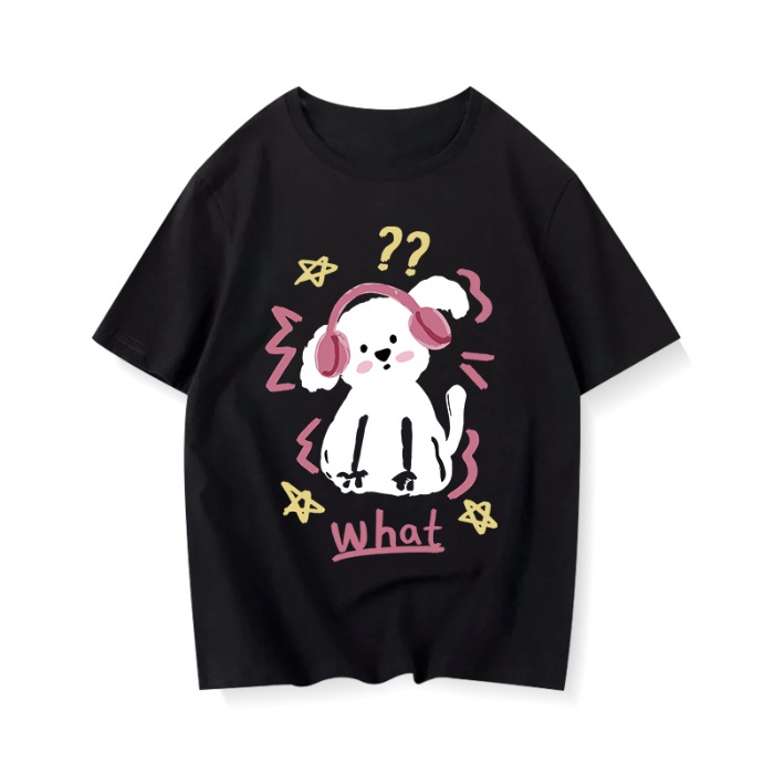 Áo Thun 100% Cotton Tay Ngắn Cổ Tròn In Họa Tiết Phong Cách Hàn Quốc Cho Nữ