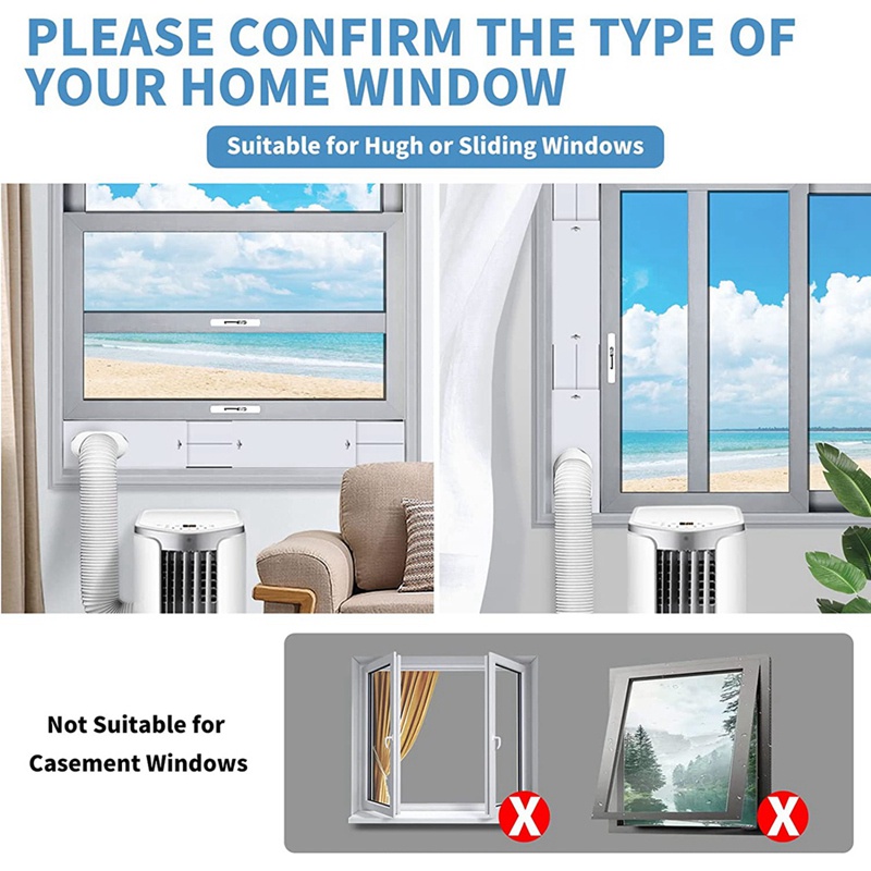 Bộ Cửa Sổ + Máy Điều Hòa Không Khí Di Động 2 Trong 1 Thông Dụng Cho Ống Thông Hơi AC 5.1Inch / 5.9Inch