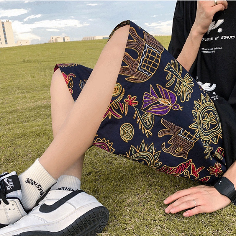 Quần short đi biển AOKANG dáng rộng in họa tiết phong cách cổ điển chống thấm nước nhanh khô thời trang mùa hè cho nam