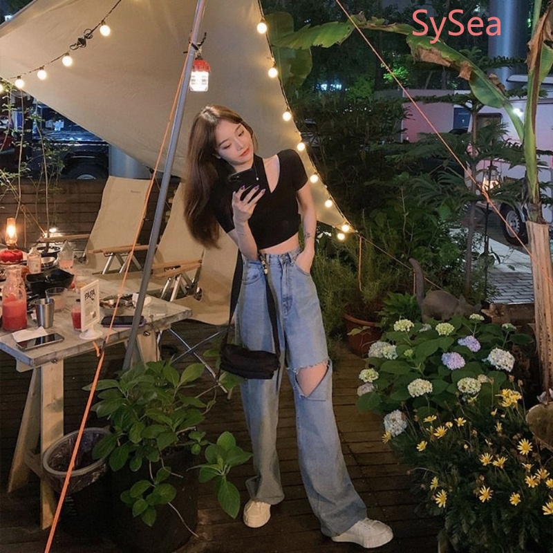 Áo Kiểu Trễ Vai Dáng Ôm Thời Trang Mùa Hè Phong Cách Hàn Quốc Quyến Rũ Cho Nữ