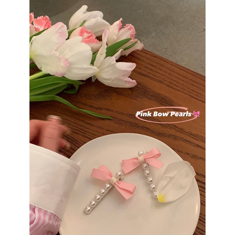 Kẹp Tóc Hình Nơ Đính Ngọc Trai Nhân Tạo Phong Cách Hàn Quốc