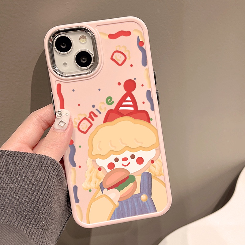 ✅Ốp Điện Thoại Dẻo Họa Tiết Cô Gái &amp; Burger Dễ Thương Cho iphone13pro11 xr1214pro / max WRQ3