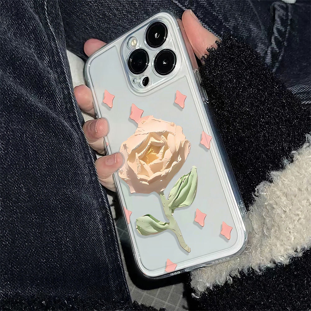 ✅Ốp Điện Thoại Mềm Chống Sốc Họa Tiết Hoa Hồng Đơn Giản Cho Iphone 78Max 136In14Pro 12 11 XSON