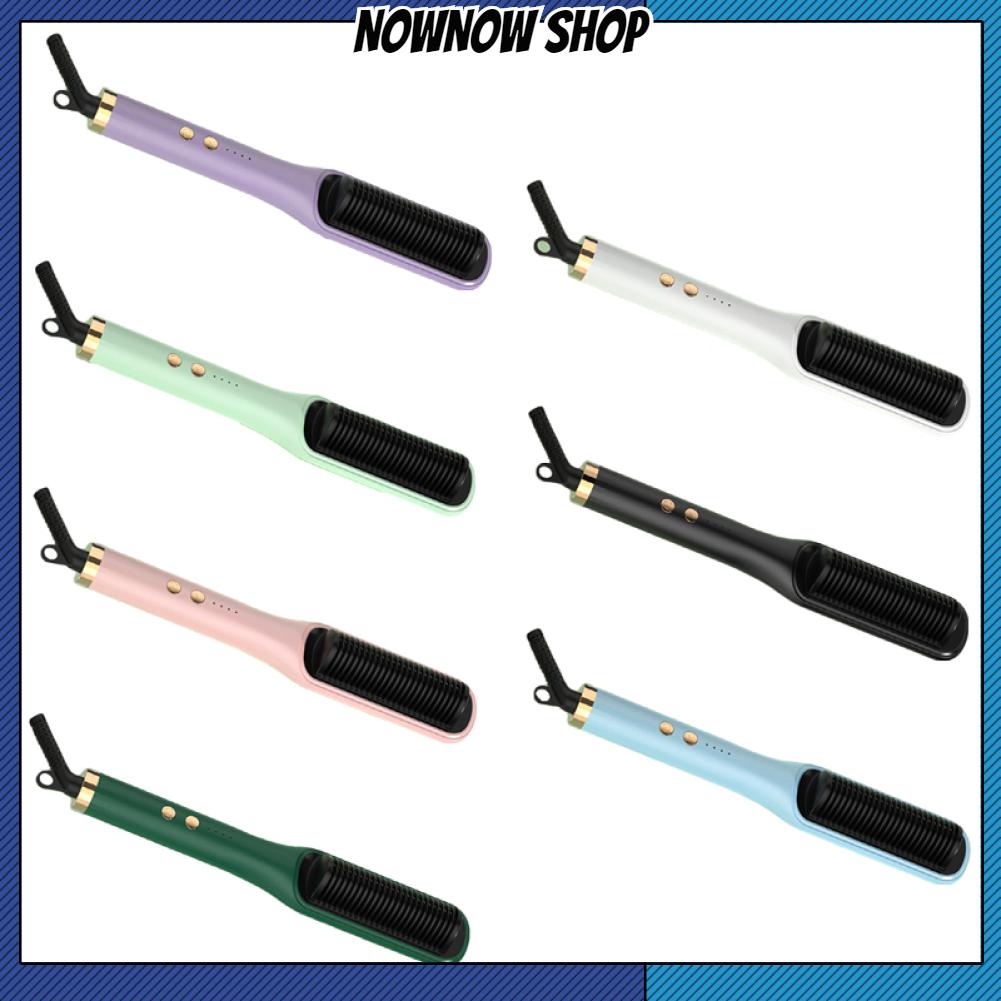 NOWNOW SHOP Máy Duỗi Tóc Lược Thông Minh Bình Giữ Nhiệt Ion Âm Kép Chải Uốn Phích Cắm US 220V