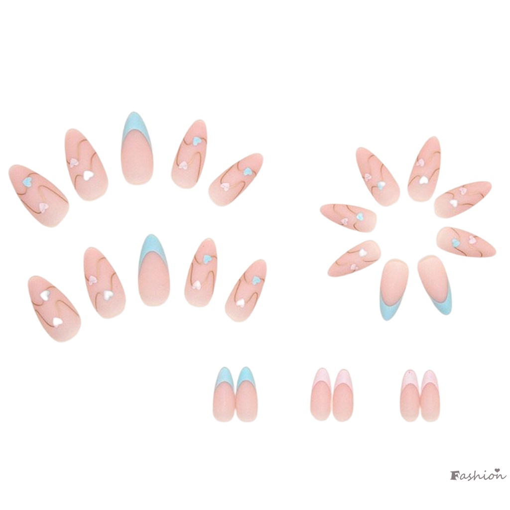 Móng Tay Giả Họa Tiết Trái Tim Màu Đục Chống Trầy Không Độc Hại An Toàn