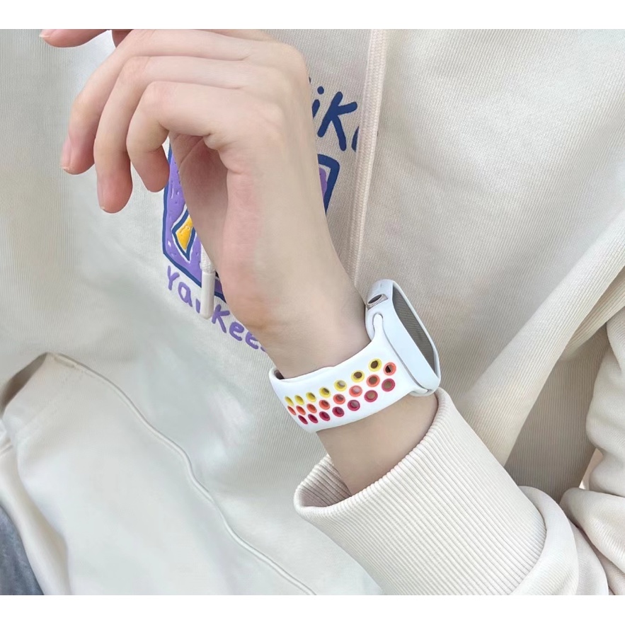 Dây Đeo Silicone Thoáng Khí Cho Đồng Hồ Thông Minh Apple Watch 7 8 6 5 4 3 2 41mm 45mm 40 44 38 42mm i-Watch serie SE 6 Ultra 49mm