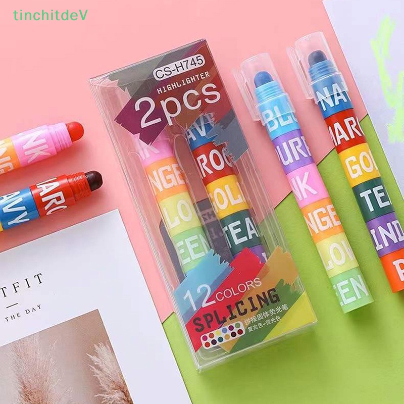 [TinchitdeV] Bút Đánh Dấu Đường Chỉ Màu Trơn Sáng Tạo Cao 12 Màu Cổ Điển [Mới]