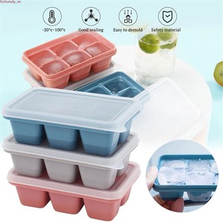 6 khay làm đá viên silicon dạng lưới có nắp đậy Khuôn đá viên nhỏ hình vuông nhỏ Phụ Kiện Dụng cụ nhà bếp
