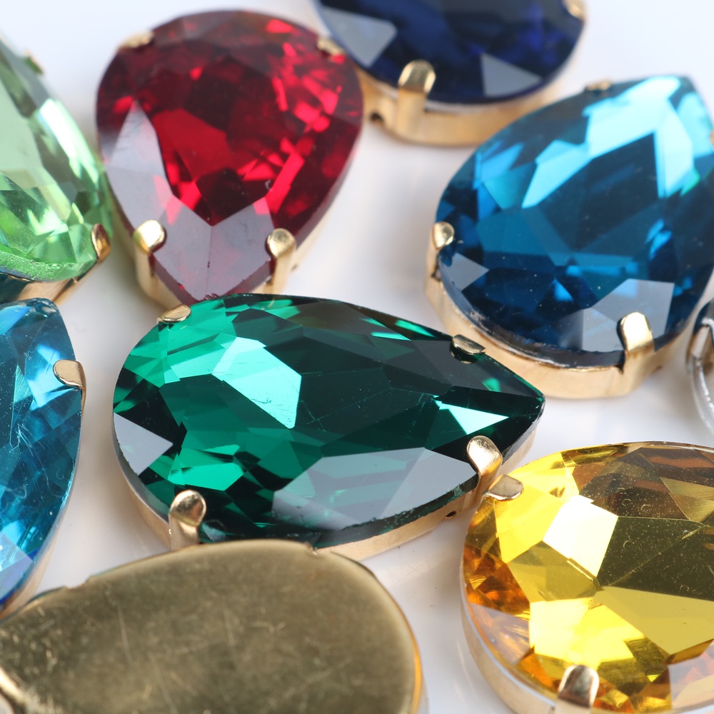 1 Viên Đá Pha Lê Giọt Nước Pha Lê Giả Thêu Thủ Công Cho Giày / Túi Xách Đám Cưới DIY