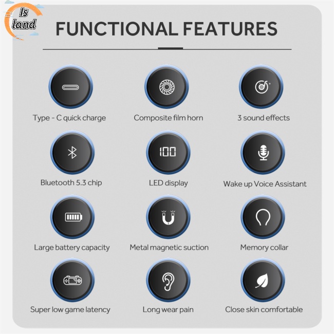 [IS] Tai Nghe Bluetooth Y10 Đeo Cổ Giảm Tiếng Ồn Màn Hình Led Hd Phong Cách Thể Thao