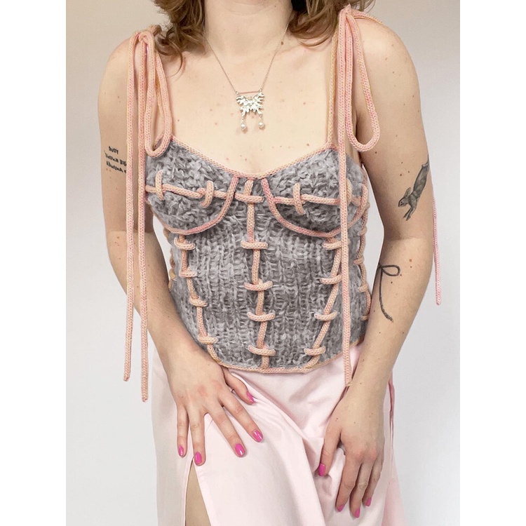 Kliou Áo Tank Top Dệt Kim Hai Dây Dáng Ôm Co Giãn Dễ Thương Thời Trang Mùa Hè 2023 Y2K