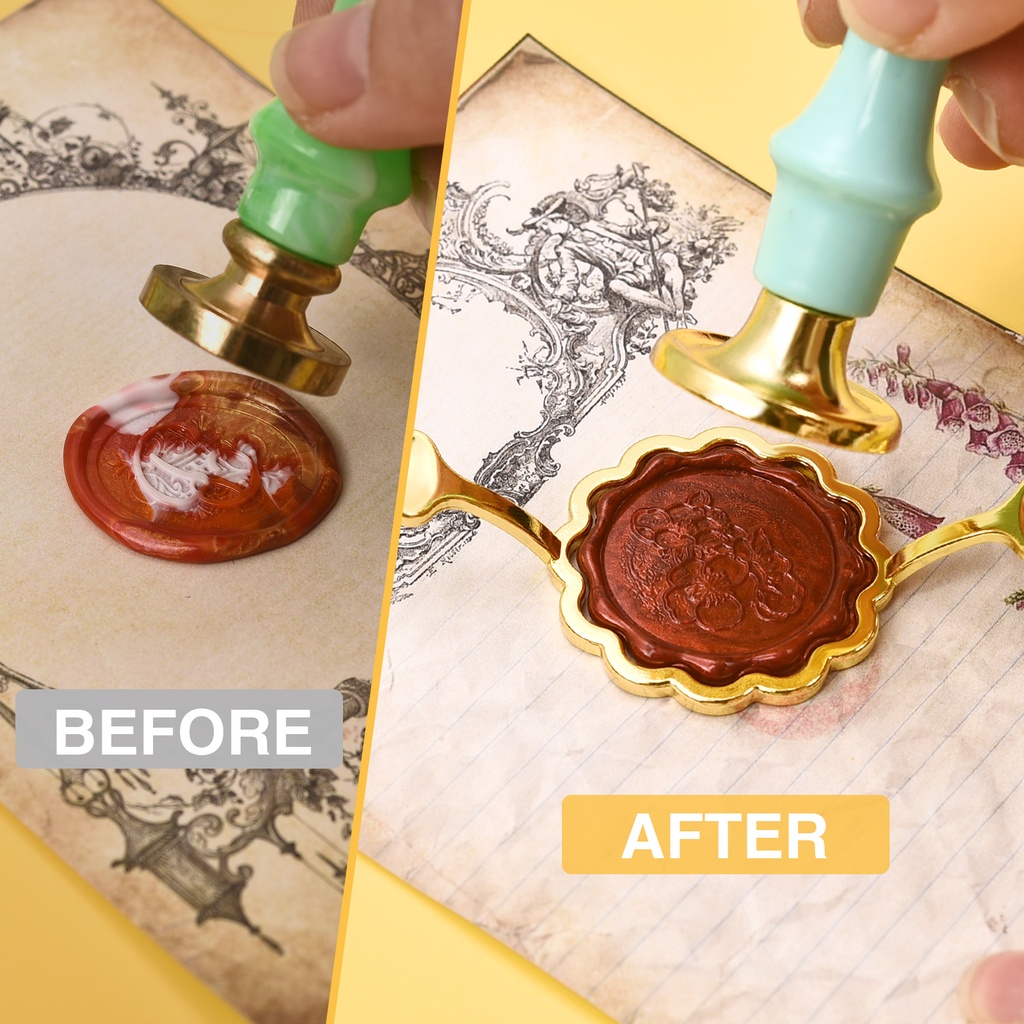 Wax Seal Fixer Khuôn tròn vuông kim loại để niêm phong tem Head Làm thiệp mời đám cưới