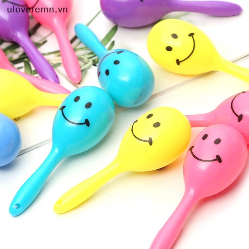 Uloveremn Bộ 5 Bóng Lục Lạc Đồ Chơi Cát Màu Mặt Cười Hoạt Hình Vui Nhộn Cho Bé