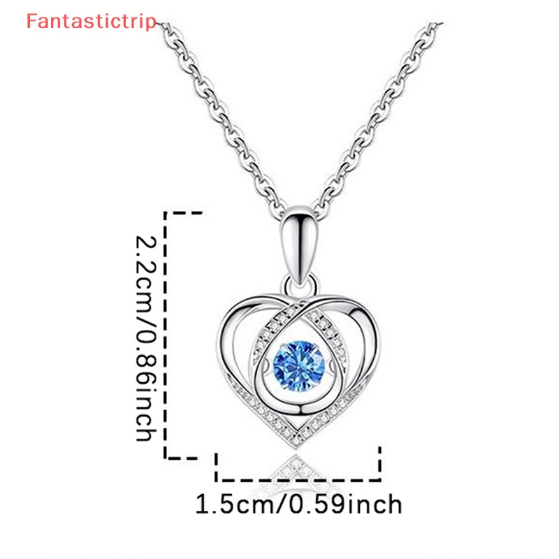 Vòng cổ Mặt Trái Tim Đính Đá Pha Lê Xanh Bằng Thép Không Gỉ Thời Trang Cho Nữ
